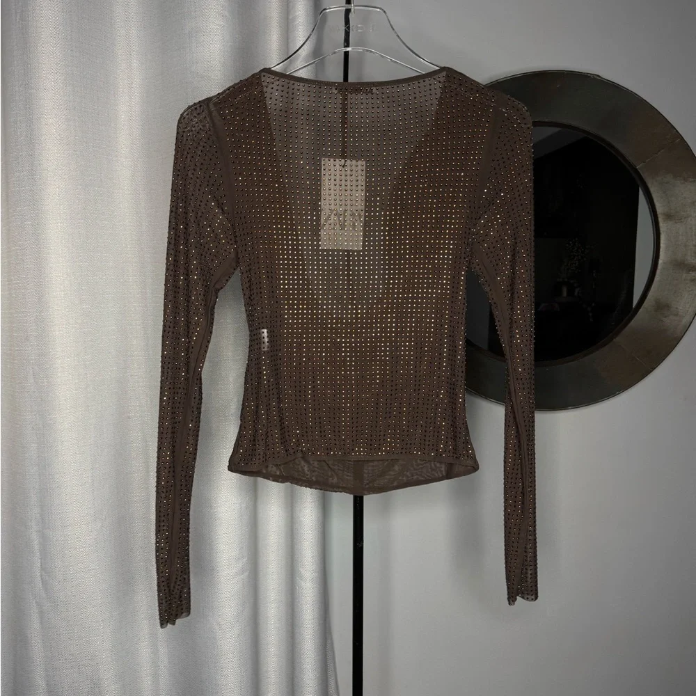 Zara Black Sheer Long Sleeve Blouse - Picture 9 of 9